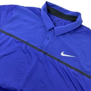 Nike Golf Polo Dri Fit Shirt Mens XL Blue Black Performance Short Sleeve READ